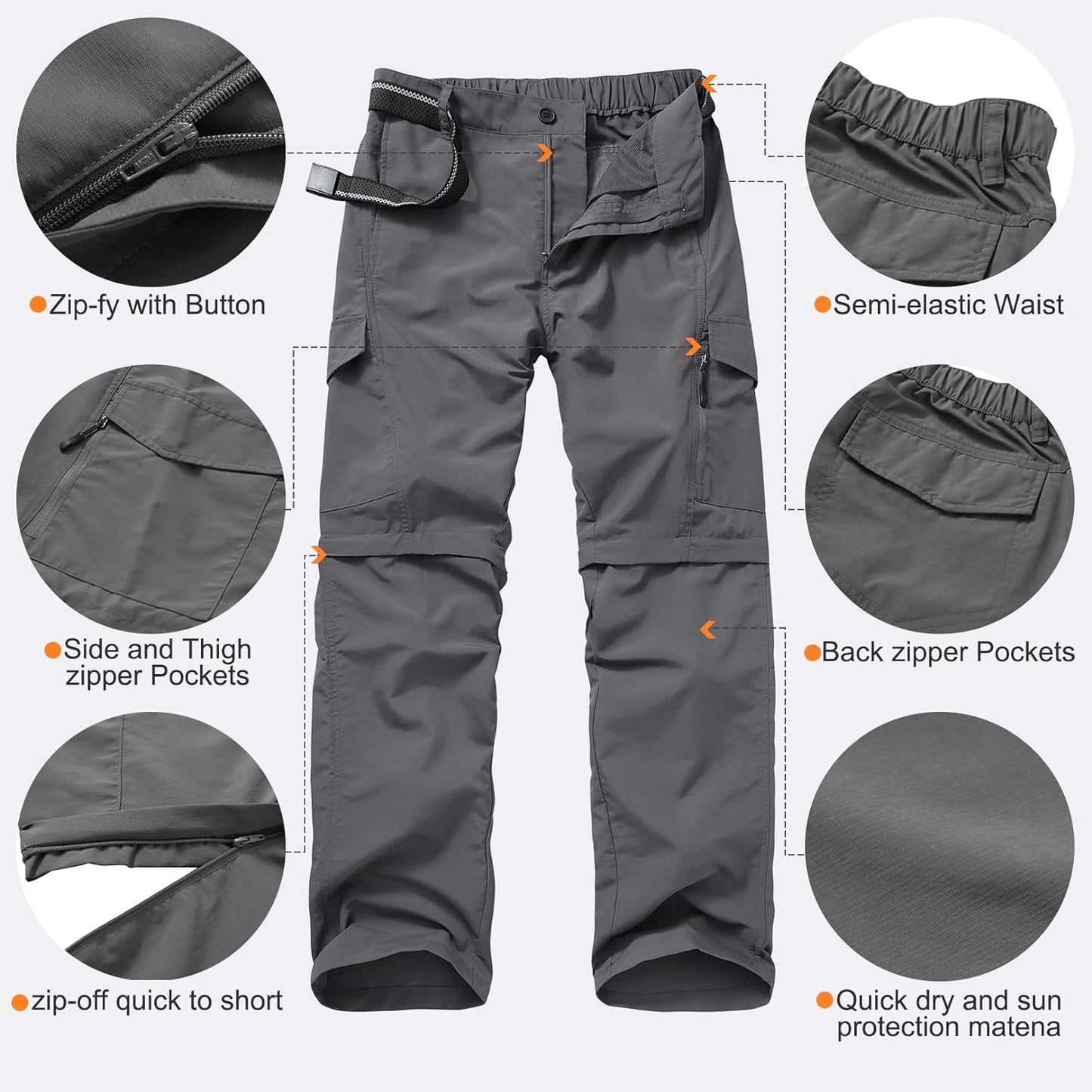 Boy Scout Pants Hiking Mens Convertible Zip off Safari Fishing