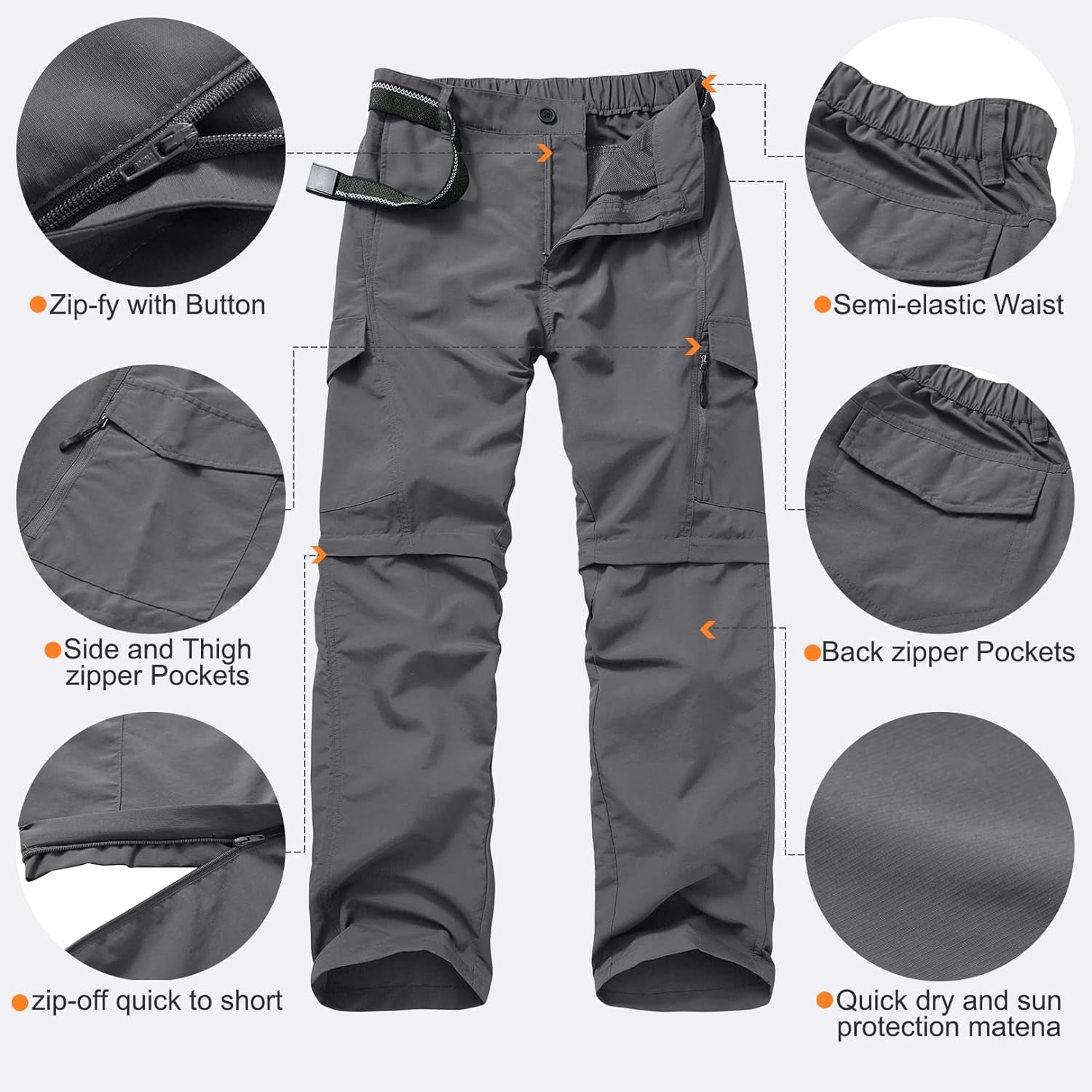Boy Scout Pants Hiking Mens Convertible Zip off Safari Fishing
