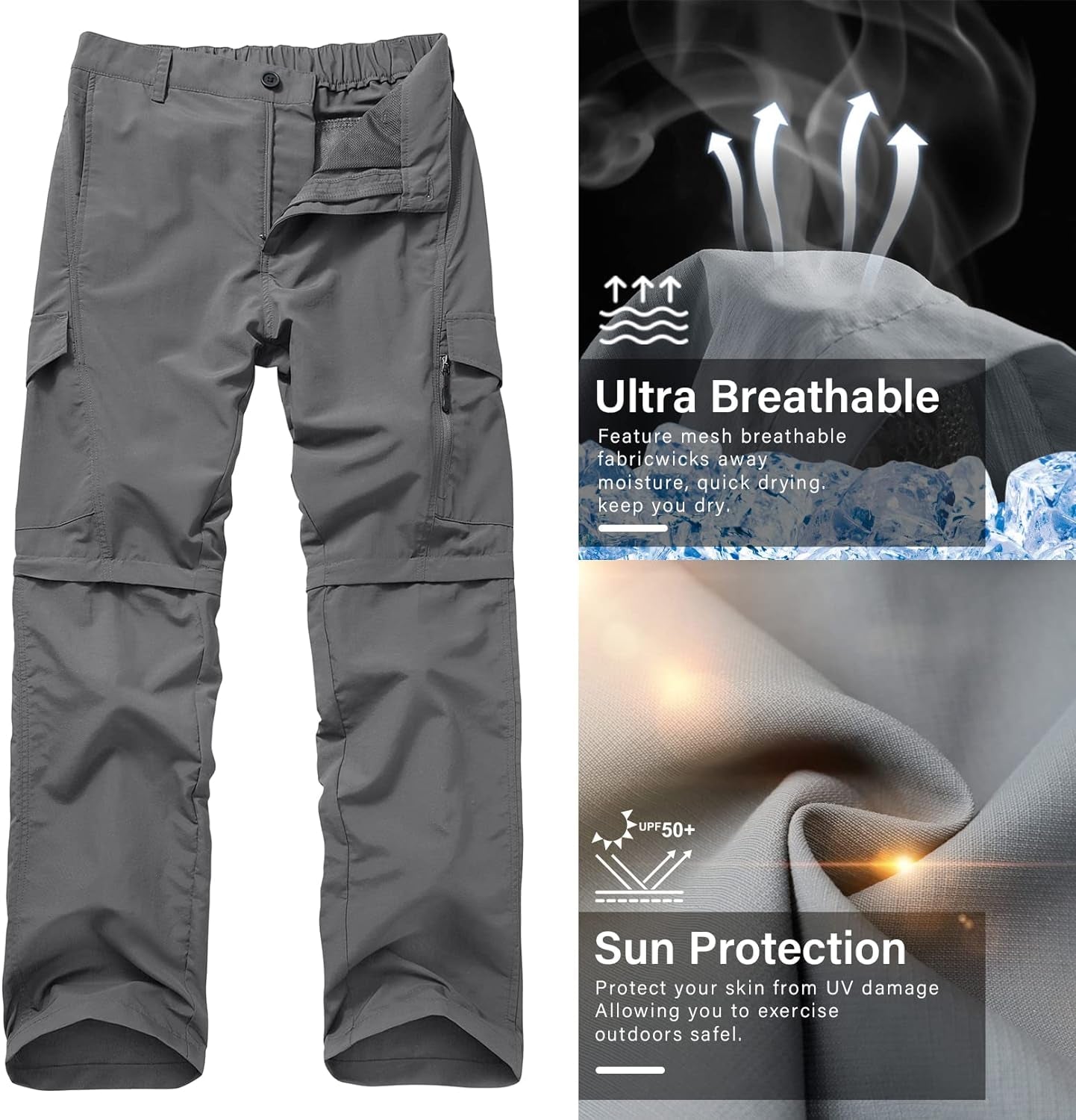 Boy Scout Pants Hiking Mens Convertible Zip off Safari Fishing