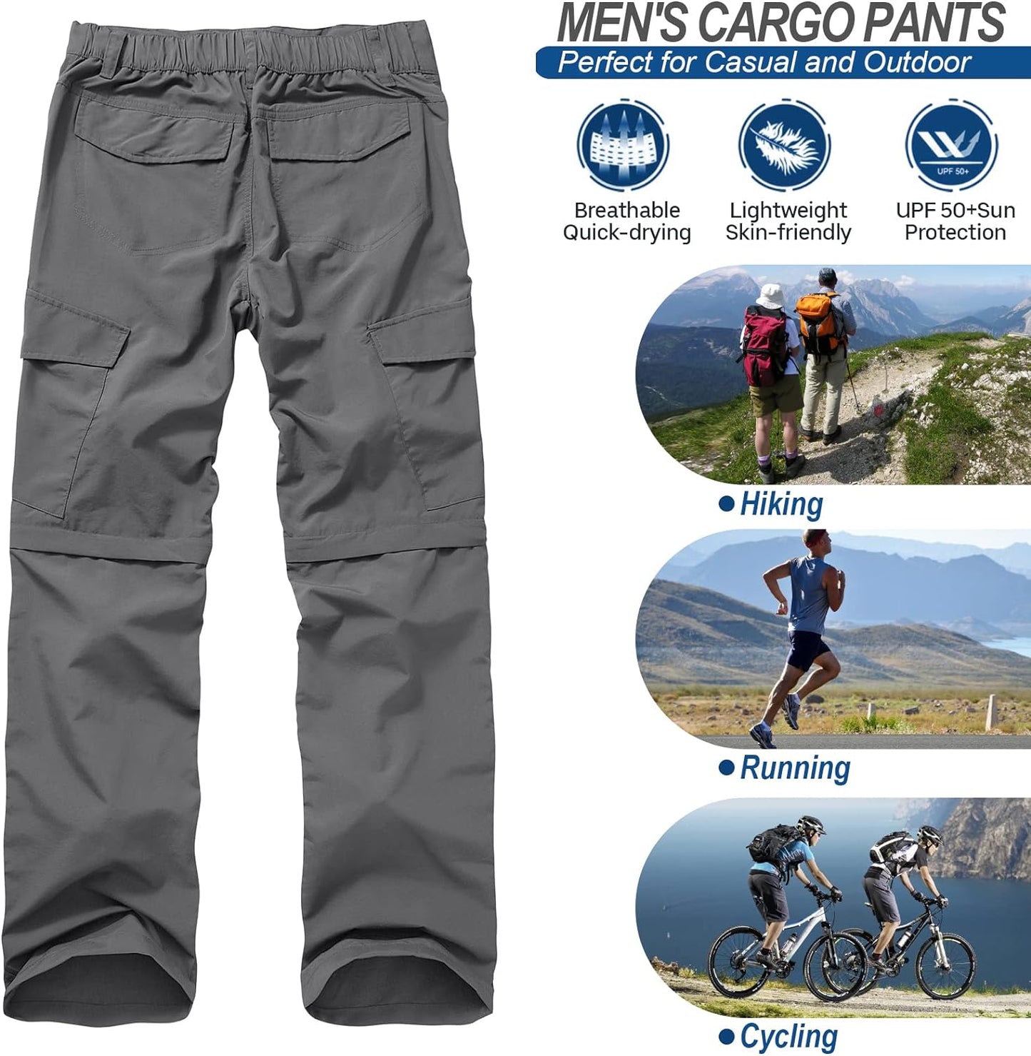 Boy Scout Pants Hiking Mens Convertible Zip off Safari Fishing