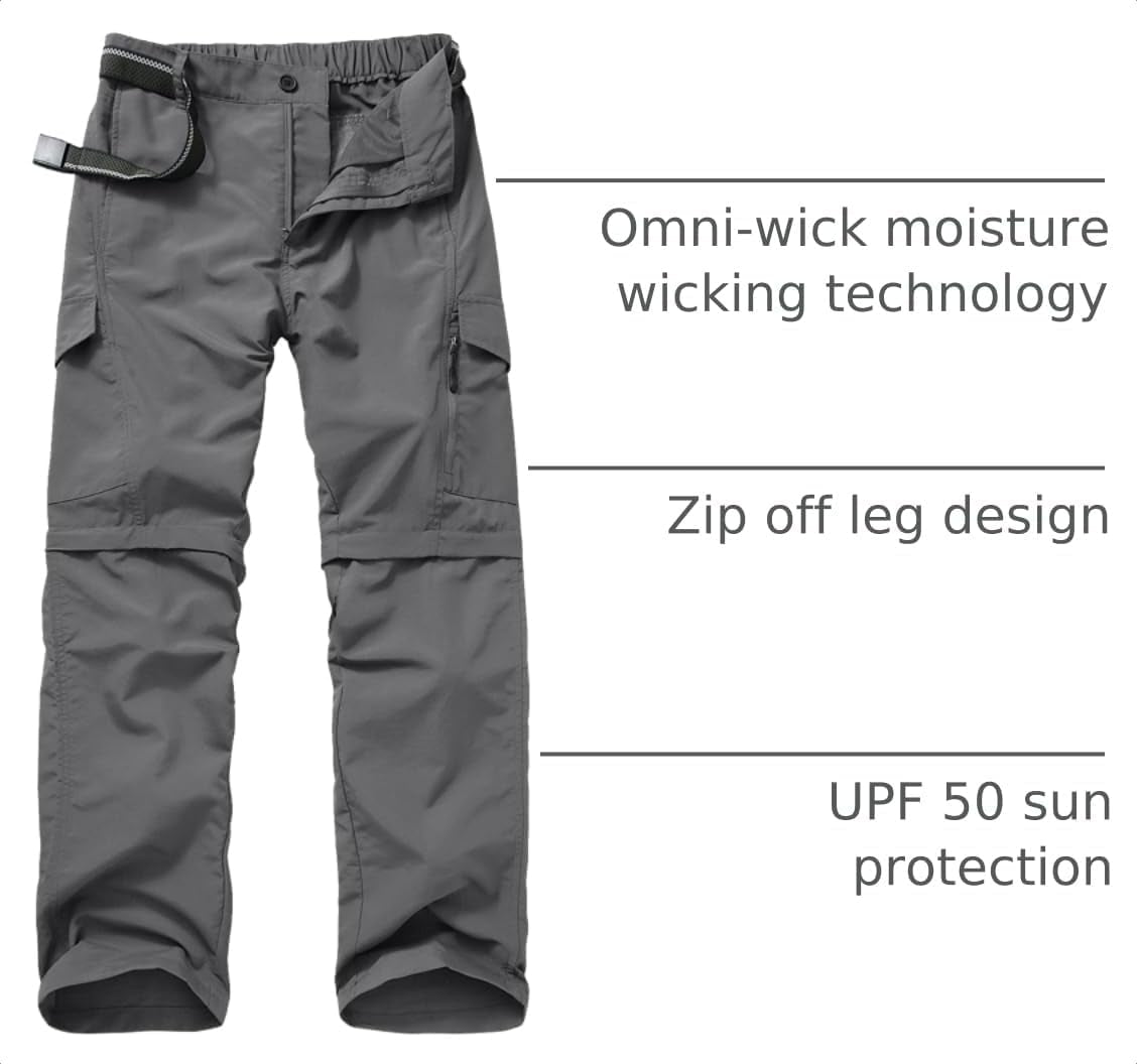 Boy Scout Pants Hiking Mens Convertible Zip off Safari Fishing