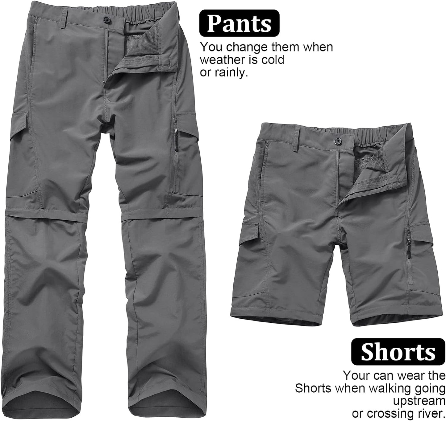 Boy Scout Pants Hiking Mens Convertible Zip off Safari Fishing